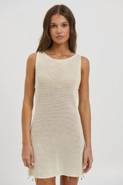 Ariya Sleeveless Mini Dress Cream Metallic