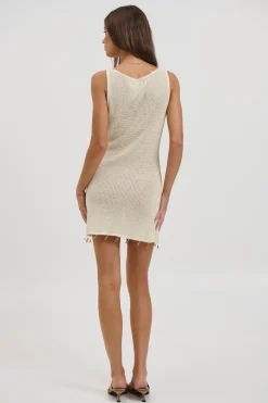Ariya Sleeveless Mini Dress Cream Metallic