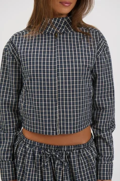 Aura Jacket Navy Lemon Plaid