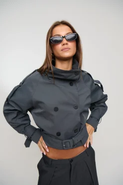 Blanc Cropped Trench Olive