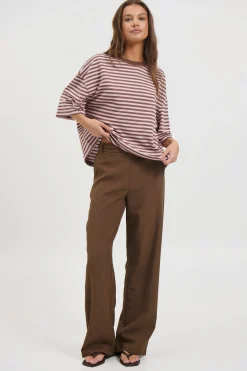 Bloom Short Sleeve Chocolate Blush Stripe