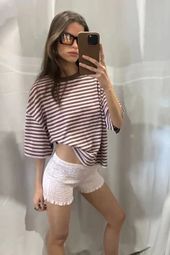 Bloom Short Sleeve Chocolate Blush Stripe