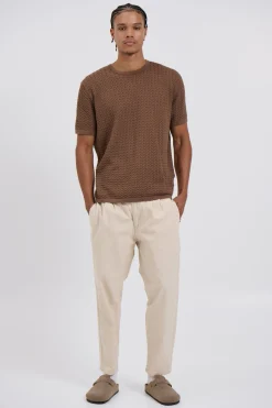Carter Knitted Crew Tee Choc
