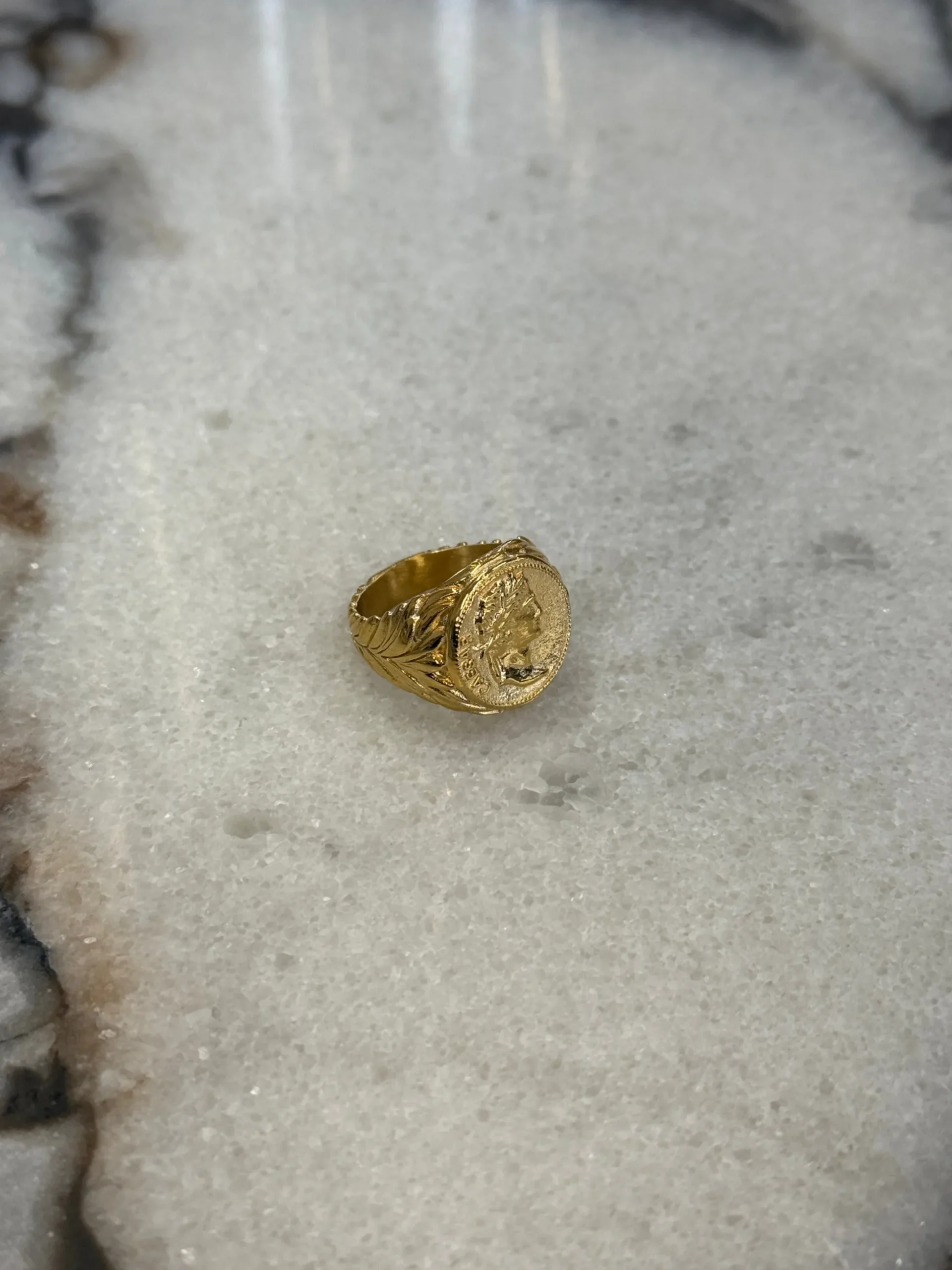 Coin Signet Ring Gold