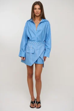 Daria Layered Shirt Dress Blue