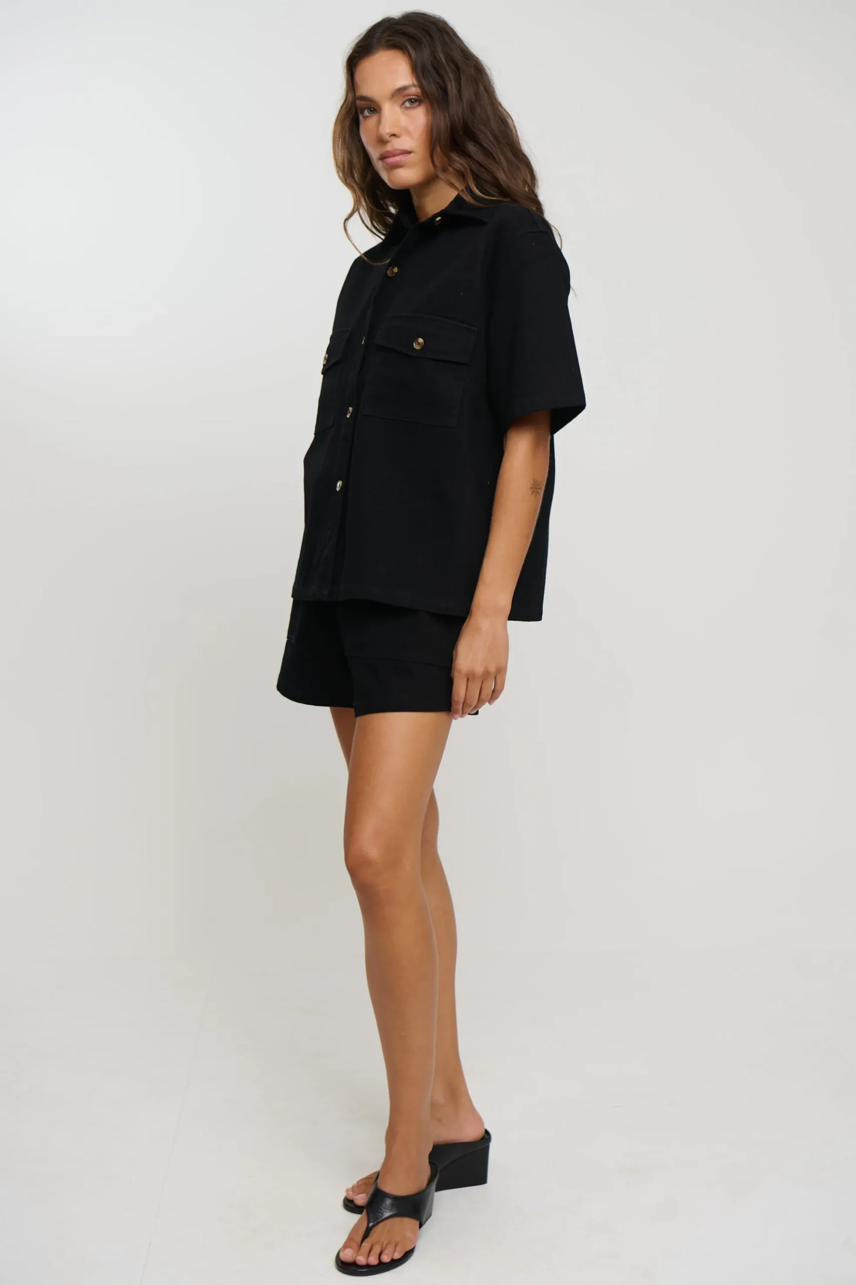 Delaney Denim Set Black