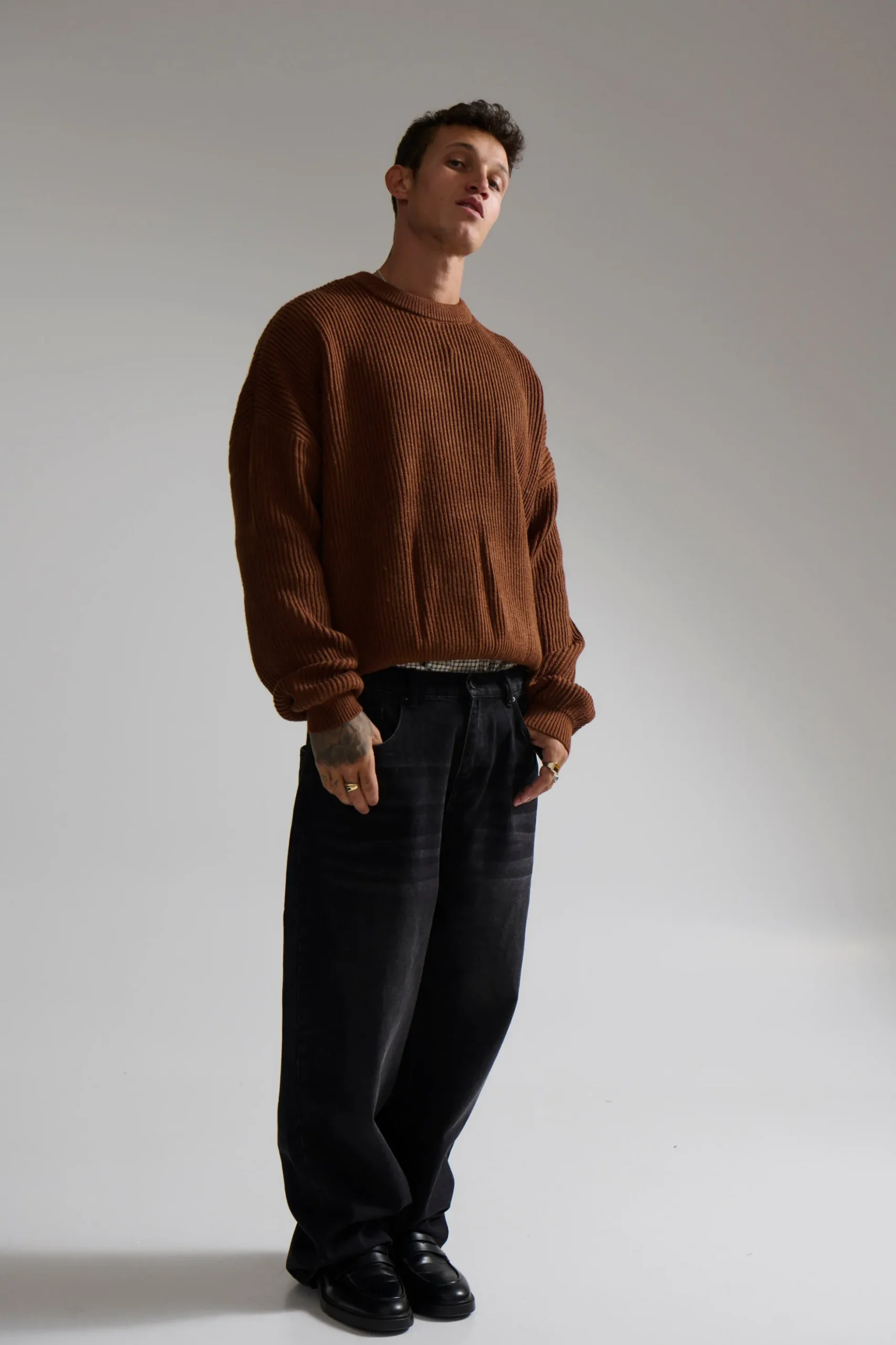Drop Sleeve Heavy Knit Choc