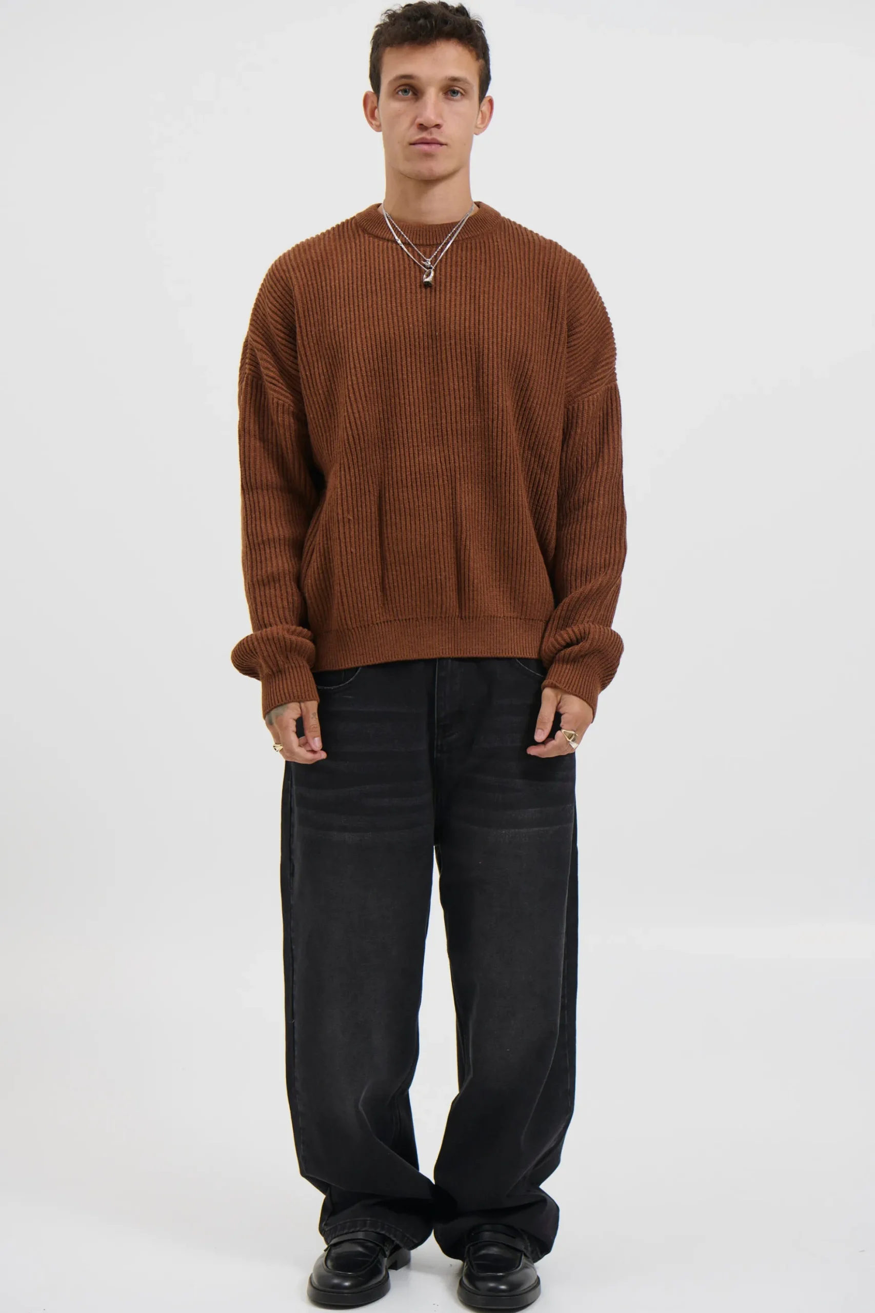 Drop Sleeve Heavy Knit Choc