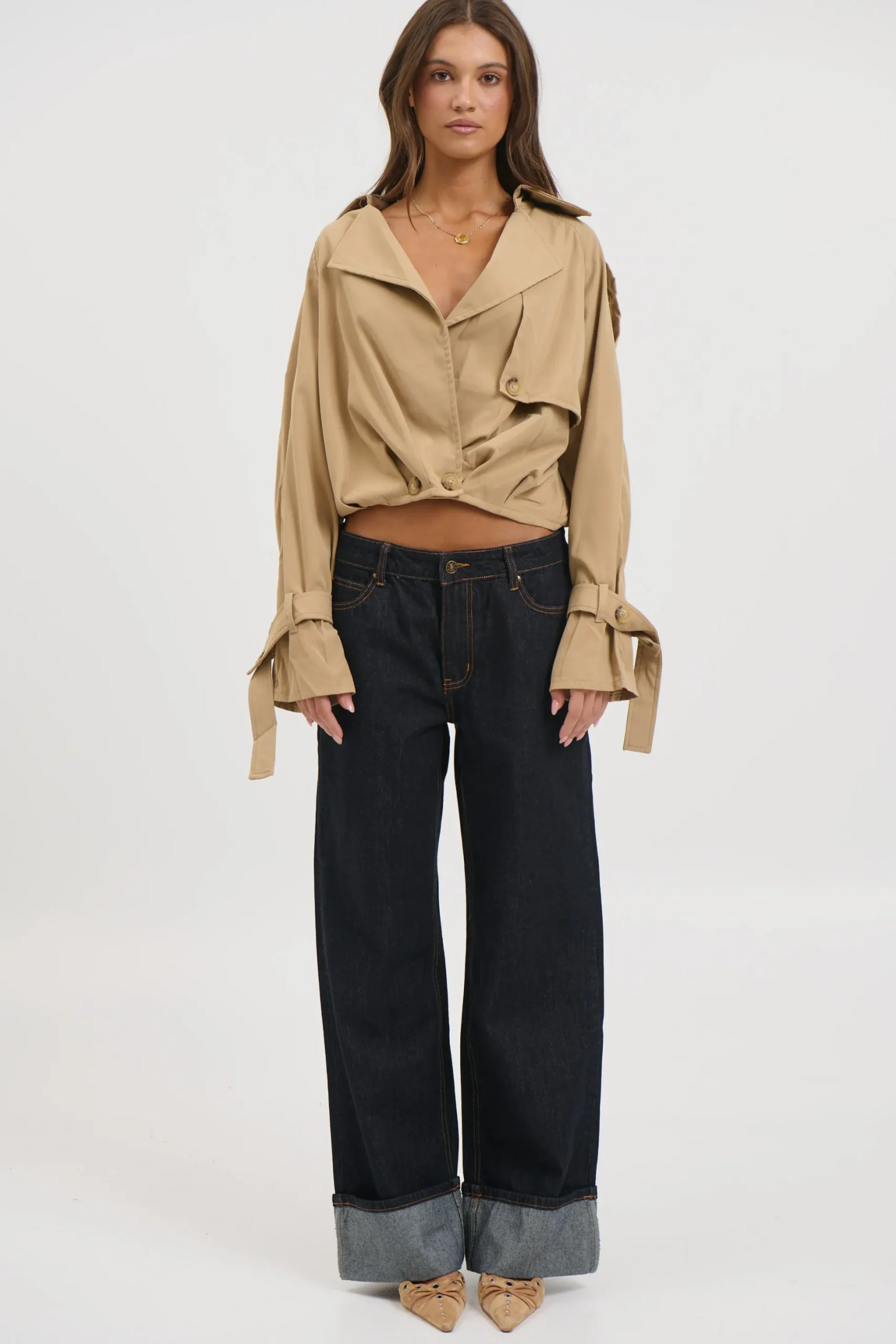 Elvira Cropped Trench Beige