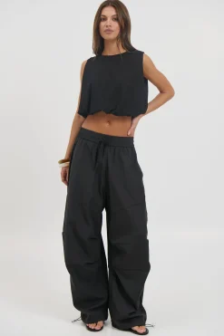 Emily Bubble Hem Top Black