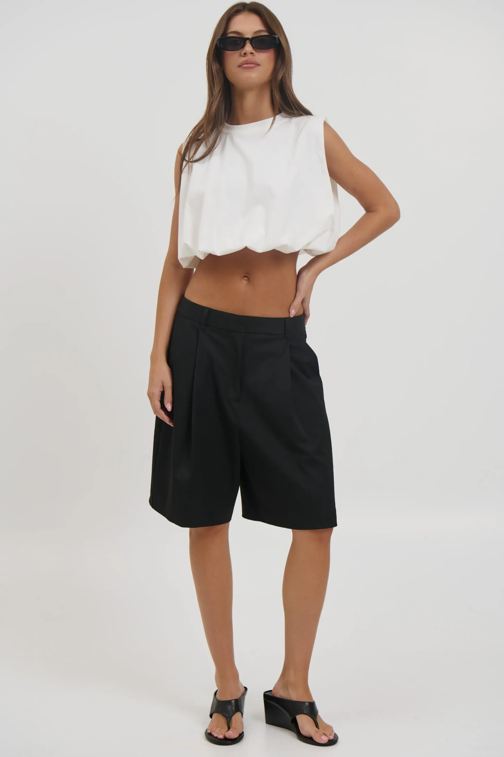 Emily Bubble Hem Top White