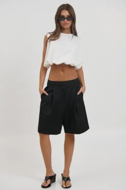 Emily Bubble Hem Top White
