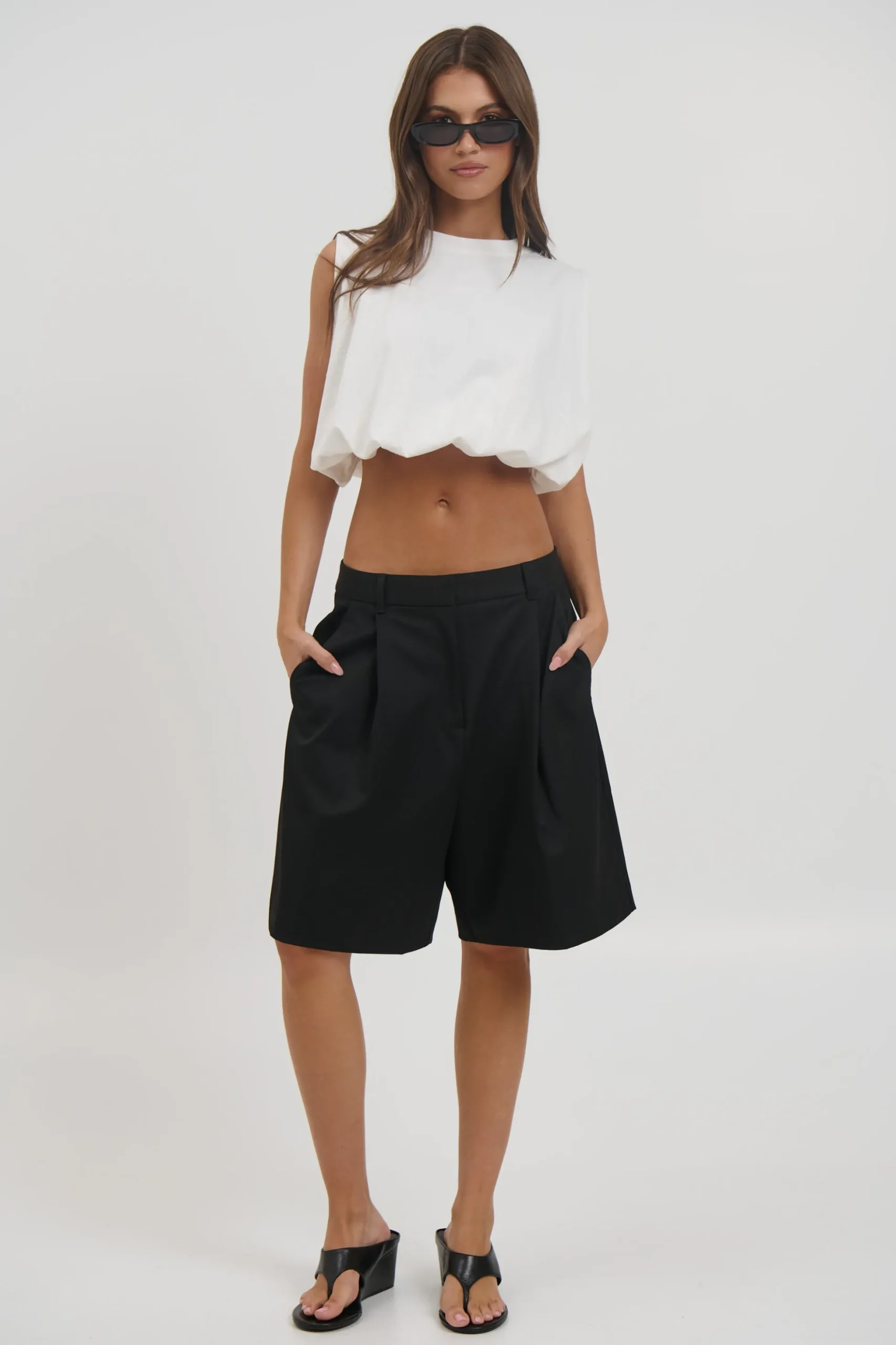 Emily Bubble Hem Top White