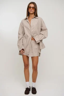 Emina Check Shirt Beige