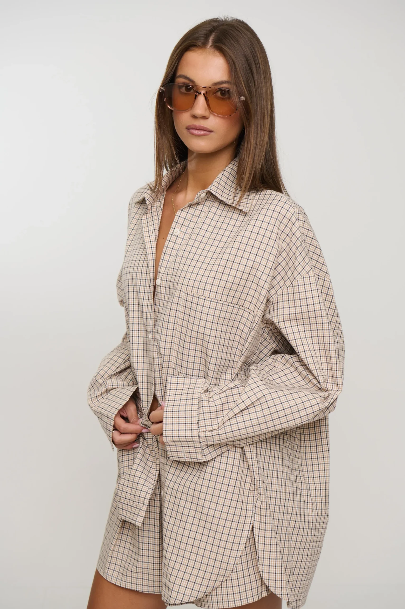 Emina Check Shirt Beige