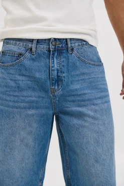 Flint Baggy Denim Jort Mid Blue