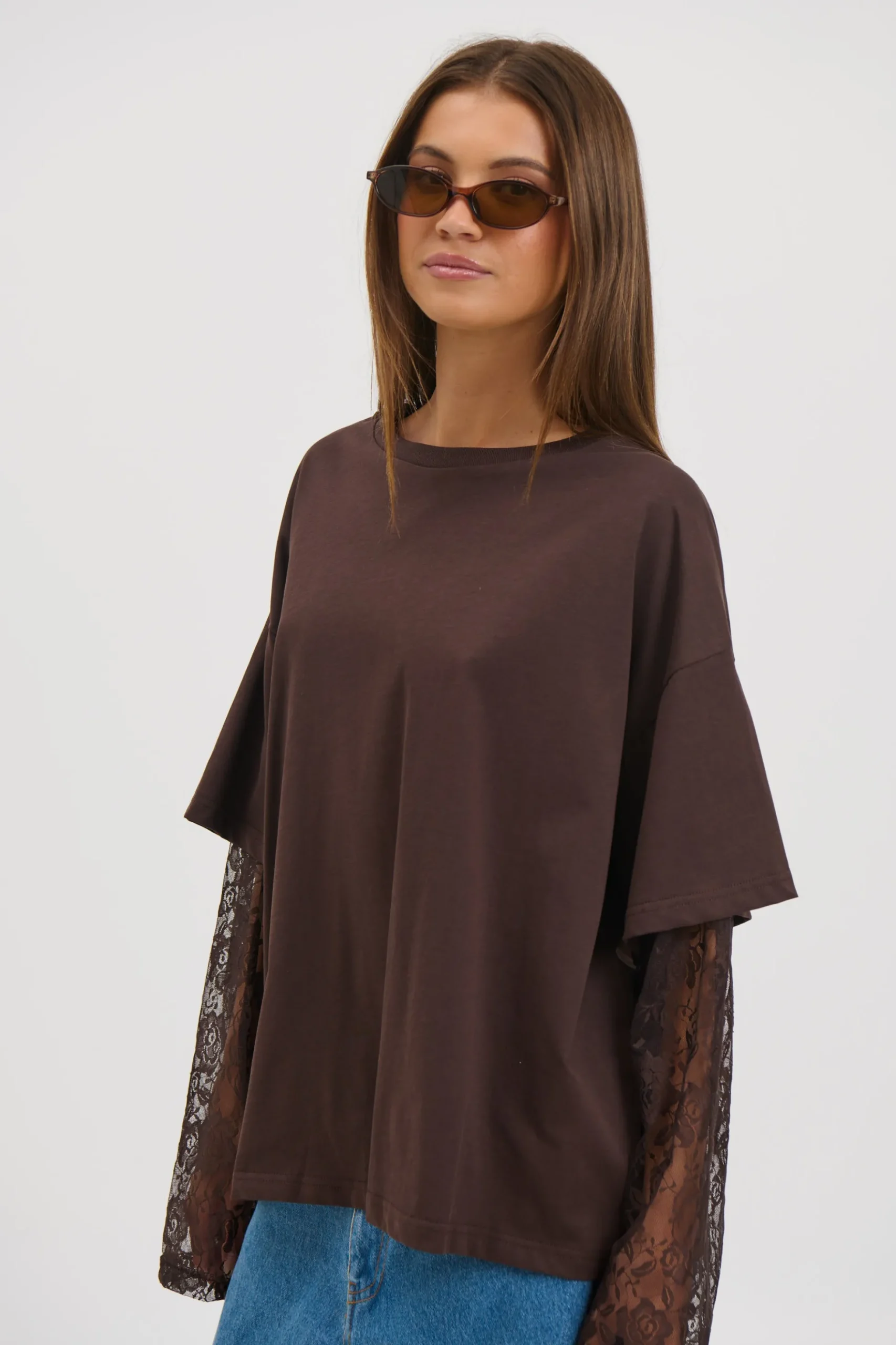 Francesca Lace Tee Chocolate