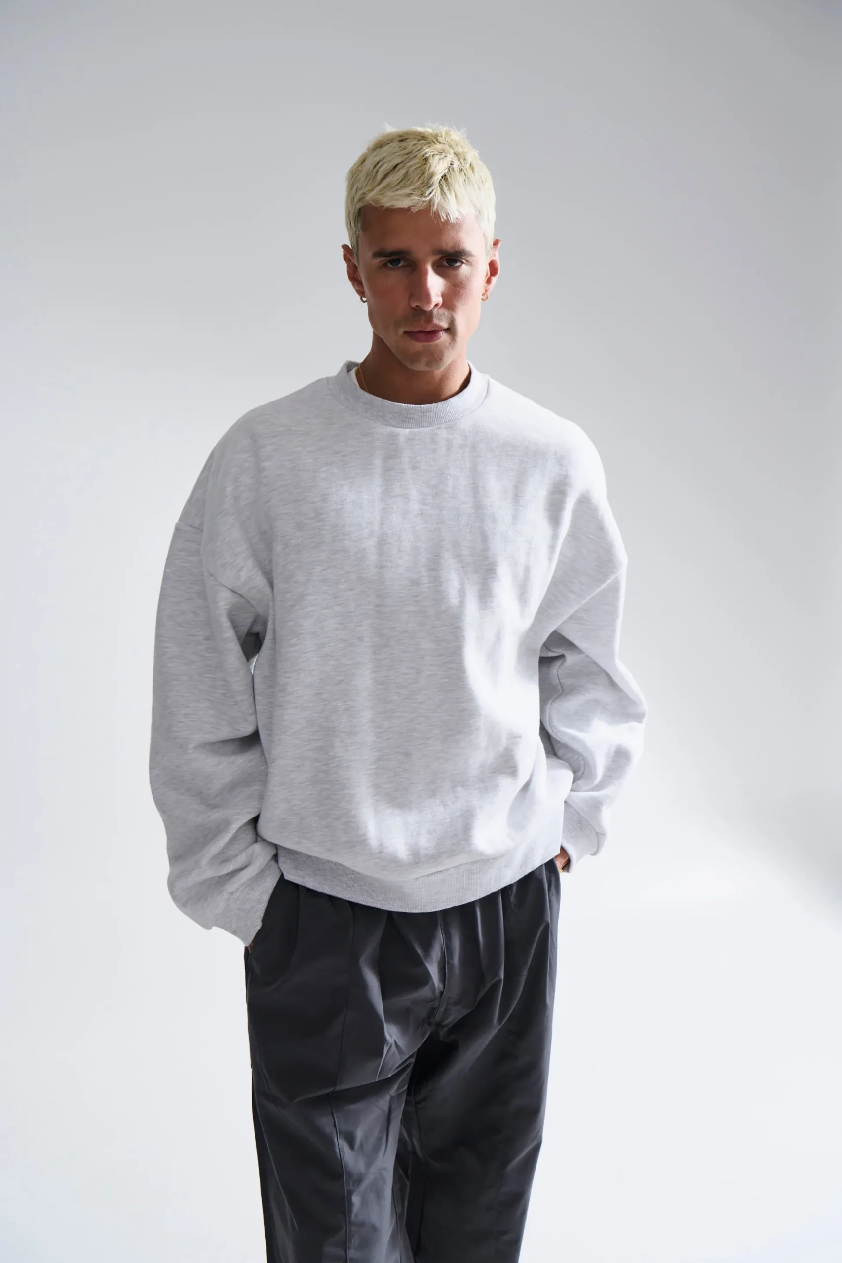 Francis Drop Sleeve Sweater Grey Marle