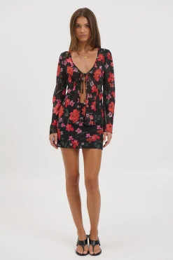 Ingrid Mini Skirt Black Floral