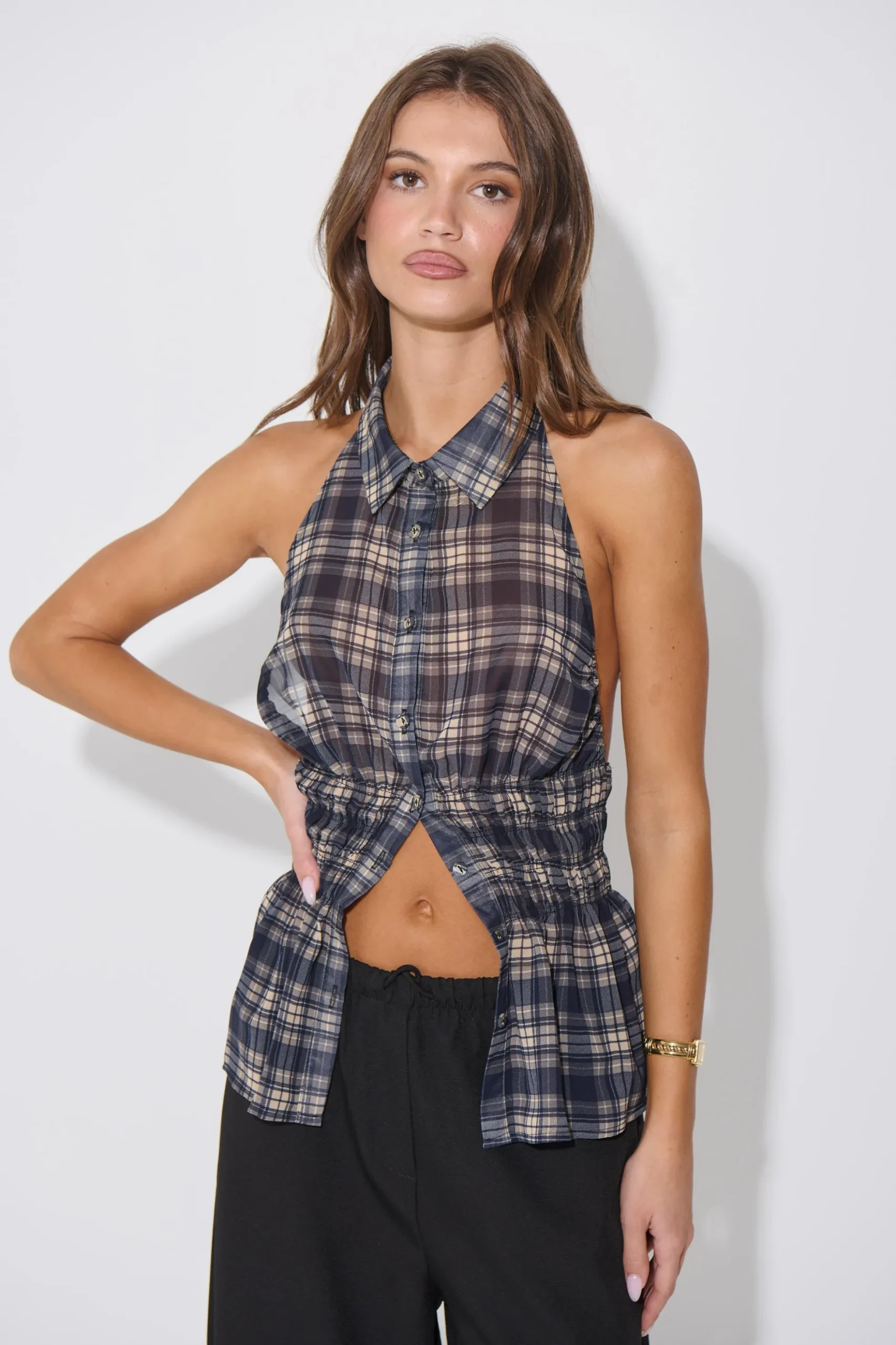 Jaylan Sleeveless Shirt Dark Grey