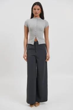 Jessica Button Up Top Grey