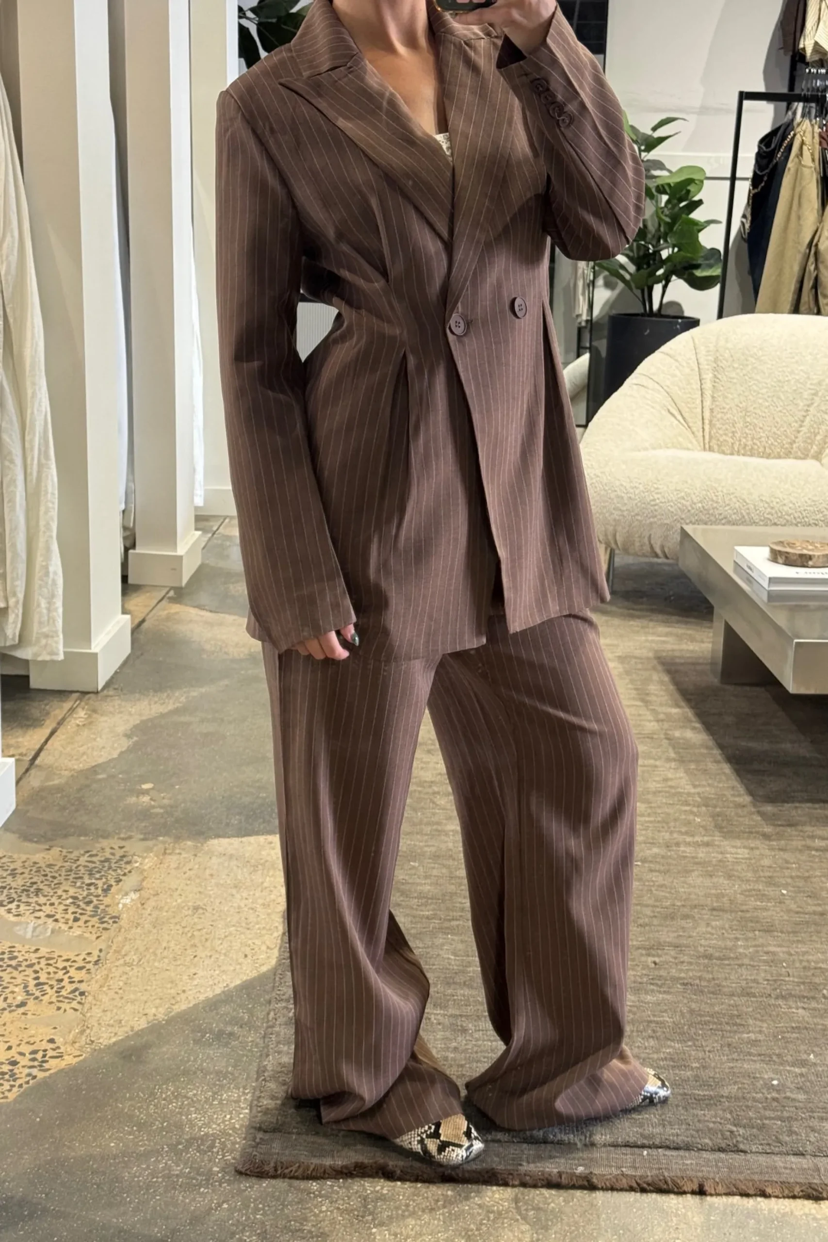 Kassandra Pinstripe Set Chocolate