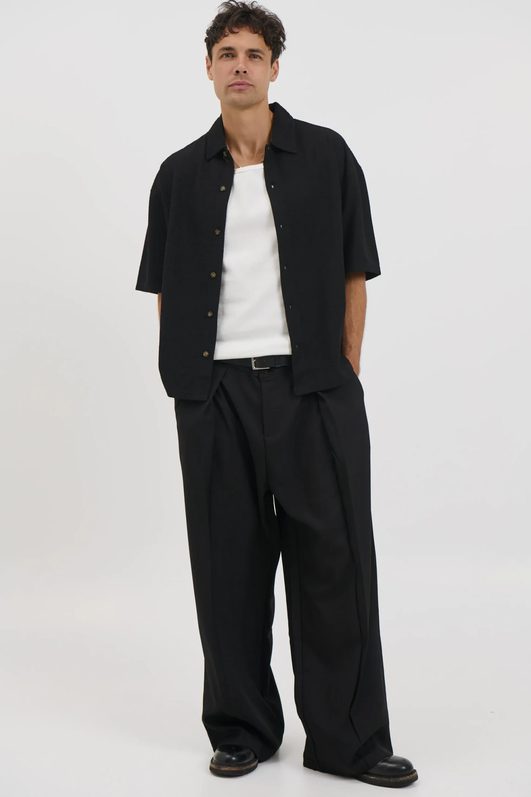 Lucas Drop Shirt Soft Texture Black