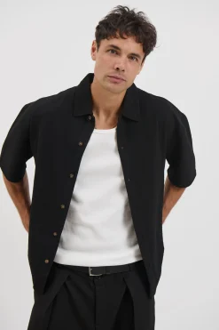 Lucas Drop Shirt Soft Texture Black