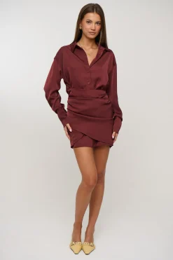 Mae Shirt Dress Wine