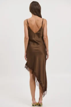 Margot Satin Lace Dress Chocolate