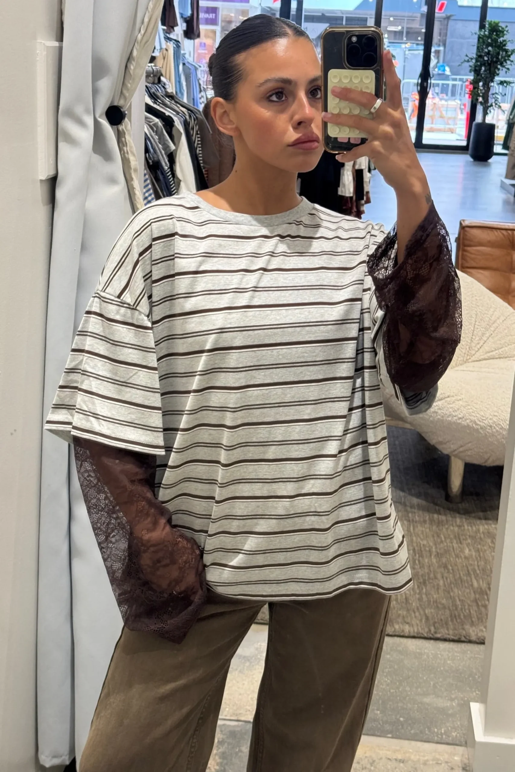 Micca Lace Tee Grey