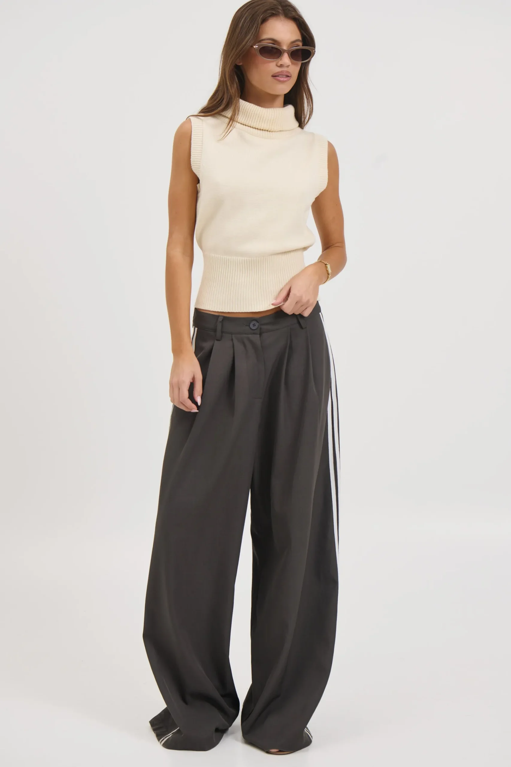 Michelle Turtle Neck Top White