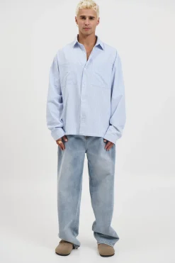 Miles Stripe Shirt Blue