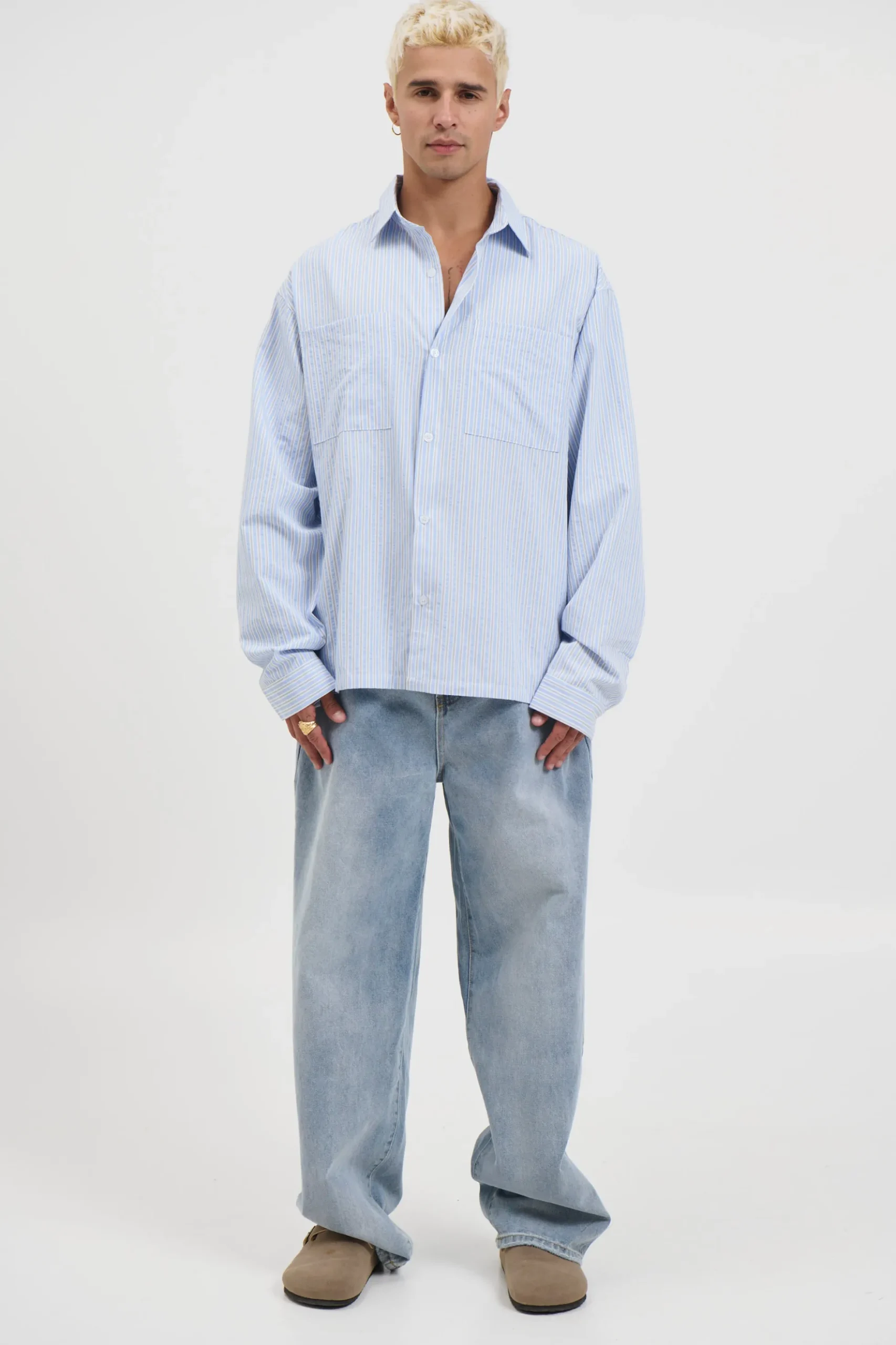 Miles Stripe Shirt Blue