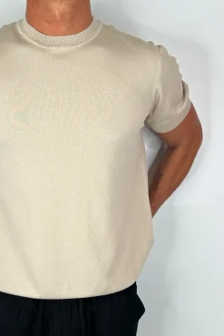 Nigel Fitted Knitted Tee Oat