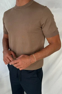 Nigel Fitted Knitted Tee Choc