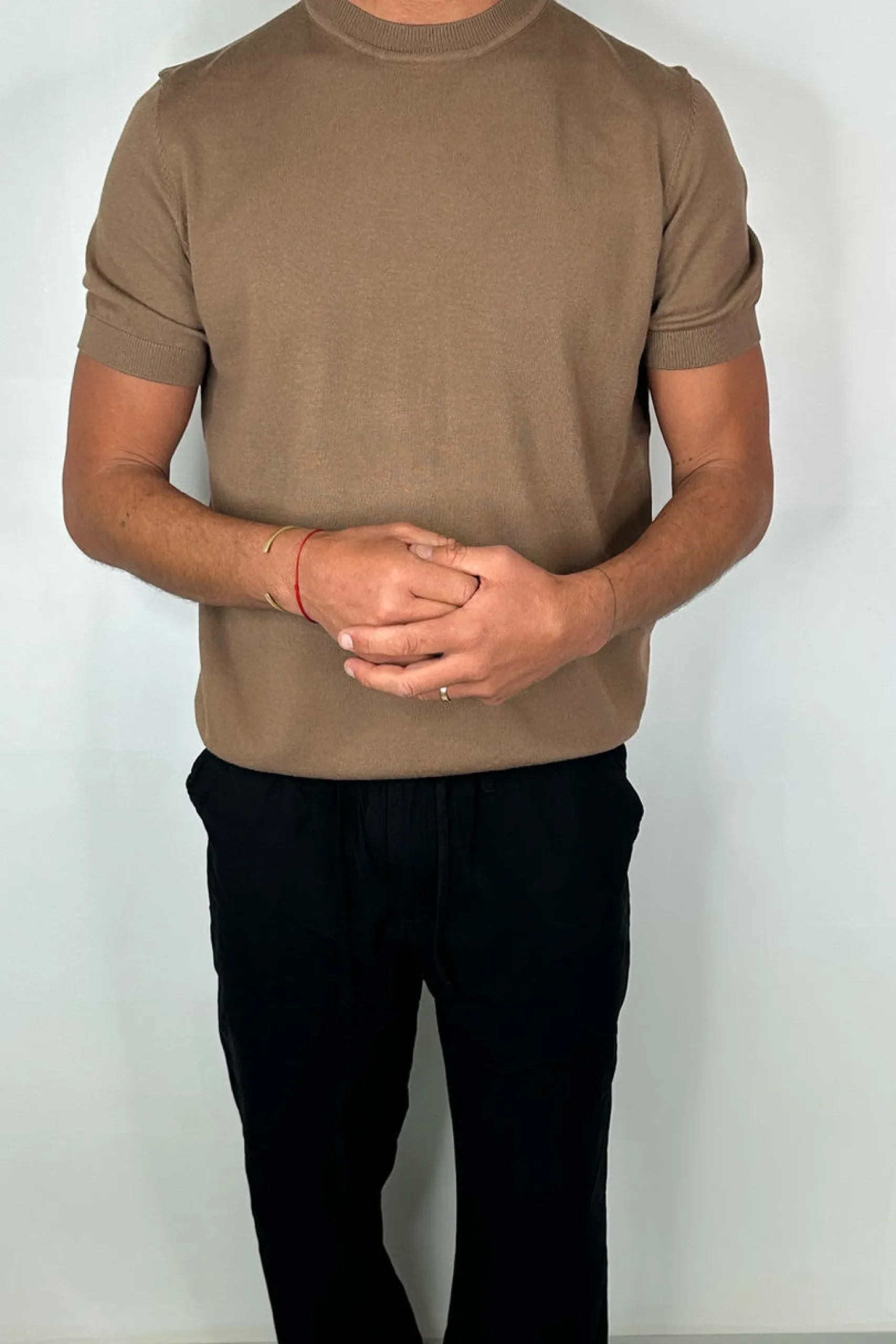 Nigel Fitted Knitted Tee Choc