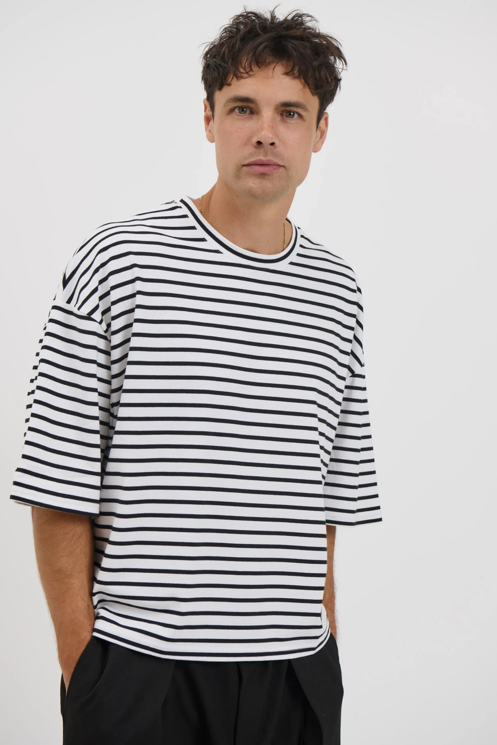NTH Crop Box Tee White Stripe
