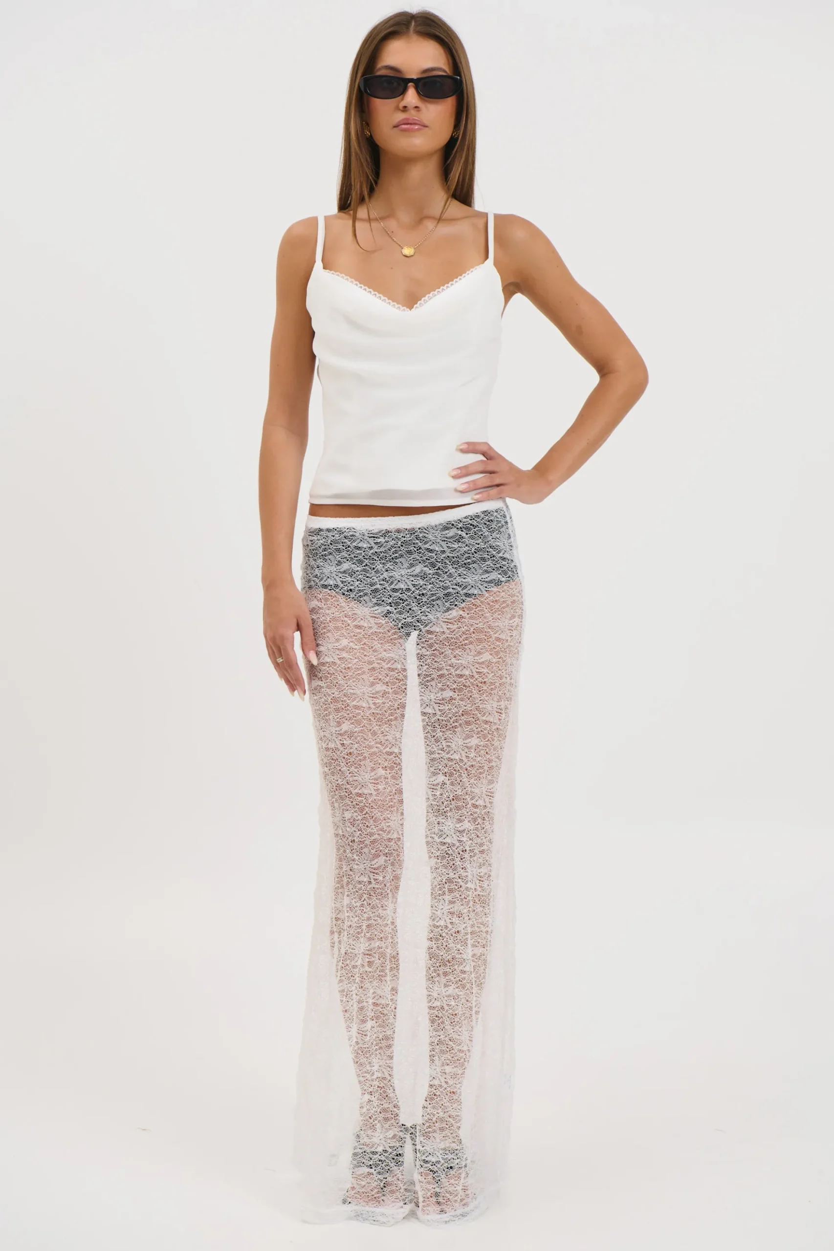 Olivia Lace Skirt White
