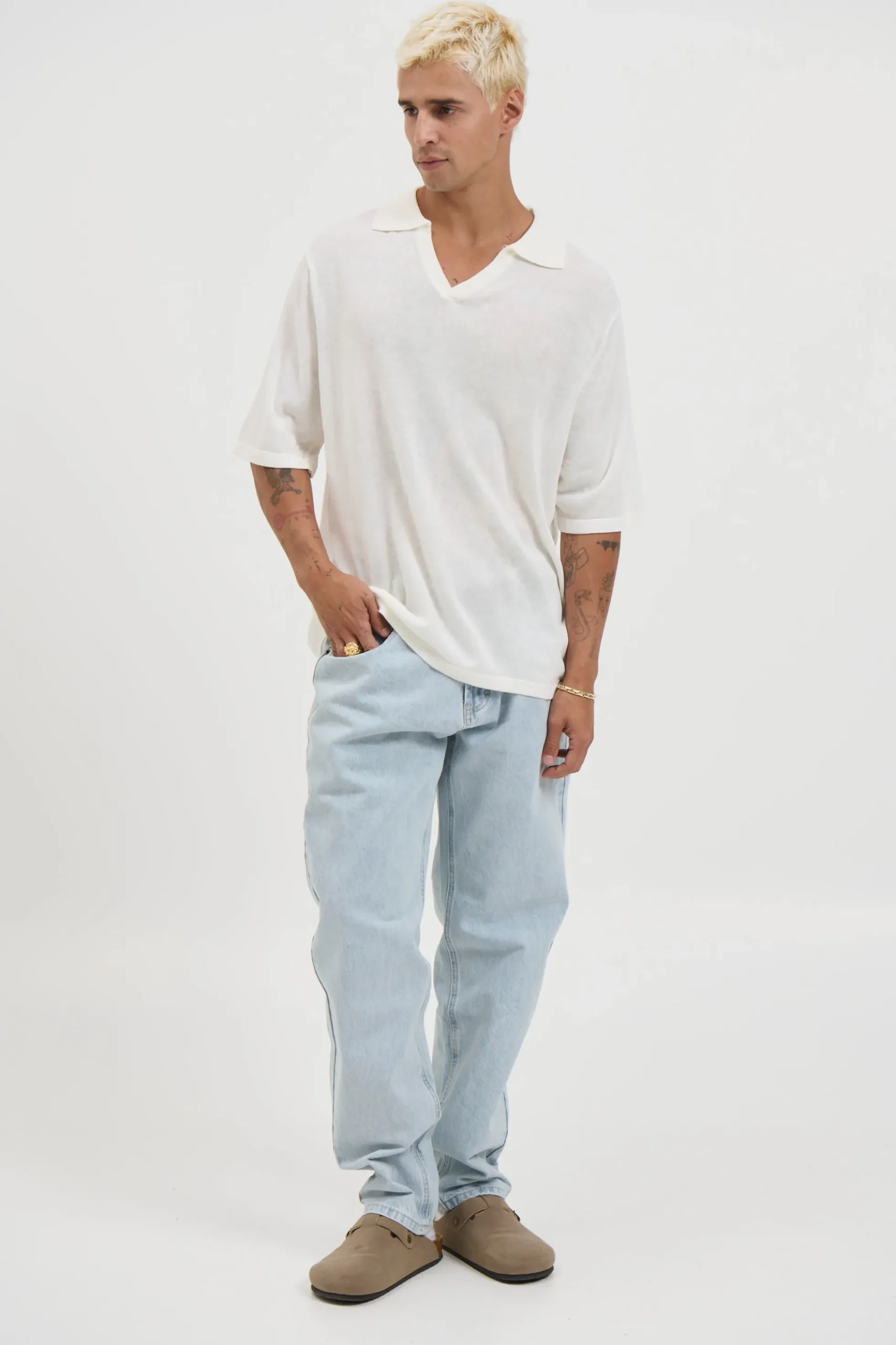 Open Neck Soft Polo White