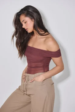 Penny Mesh Bodysuit Chocolate