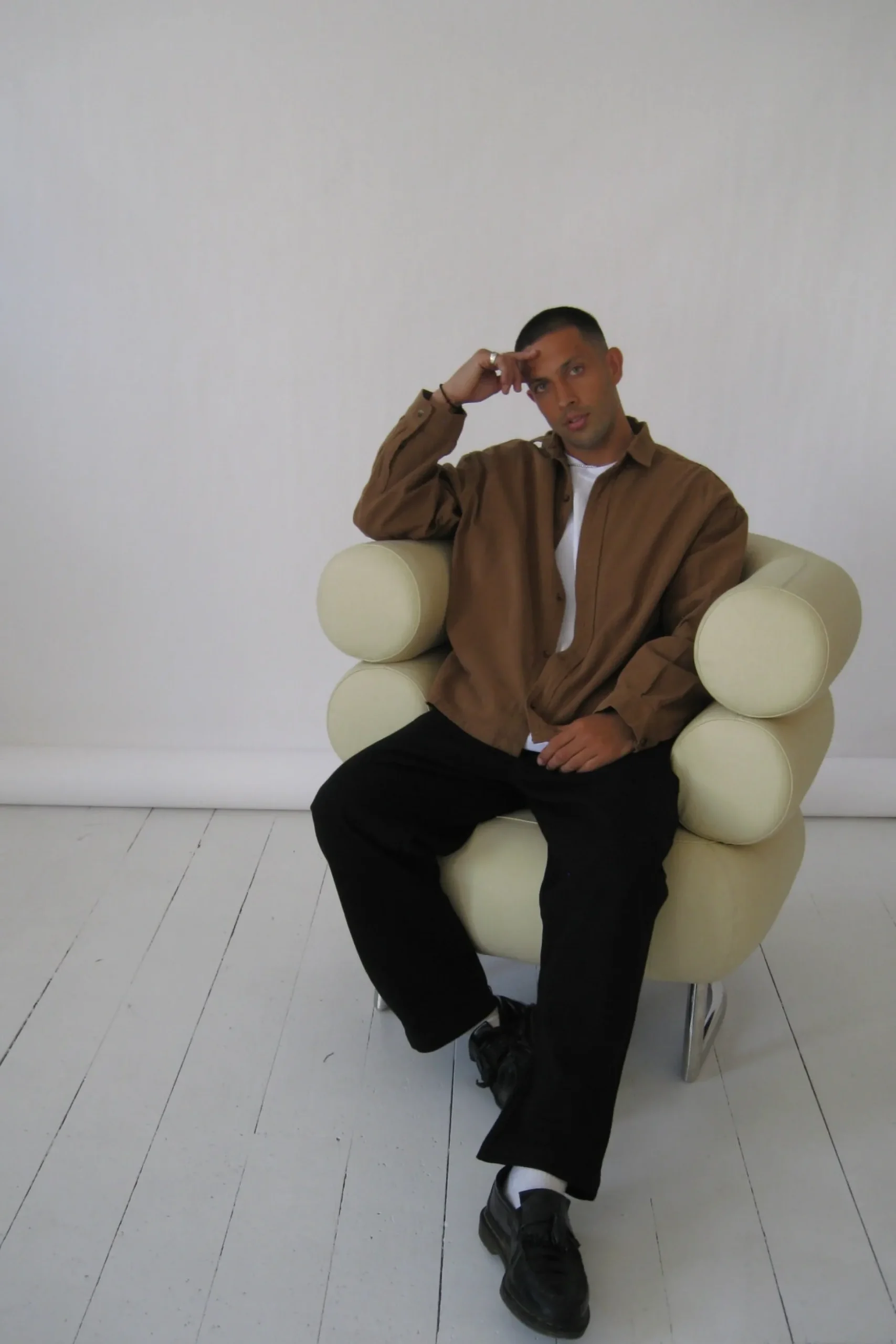 Phillip Washed Cotton Overshirt Tan