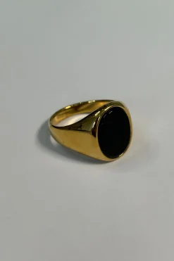 Premium NTH Stone Ring 18K Gold Plated Black