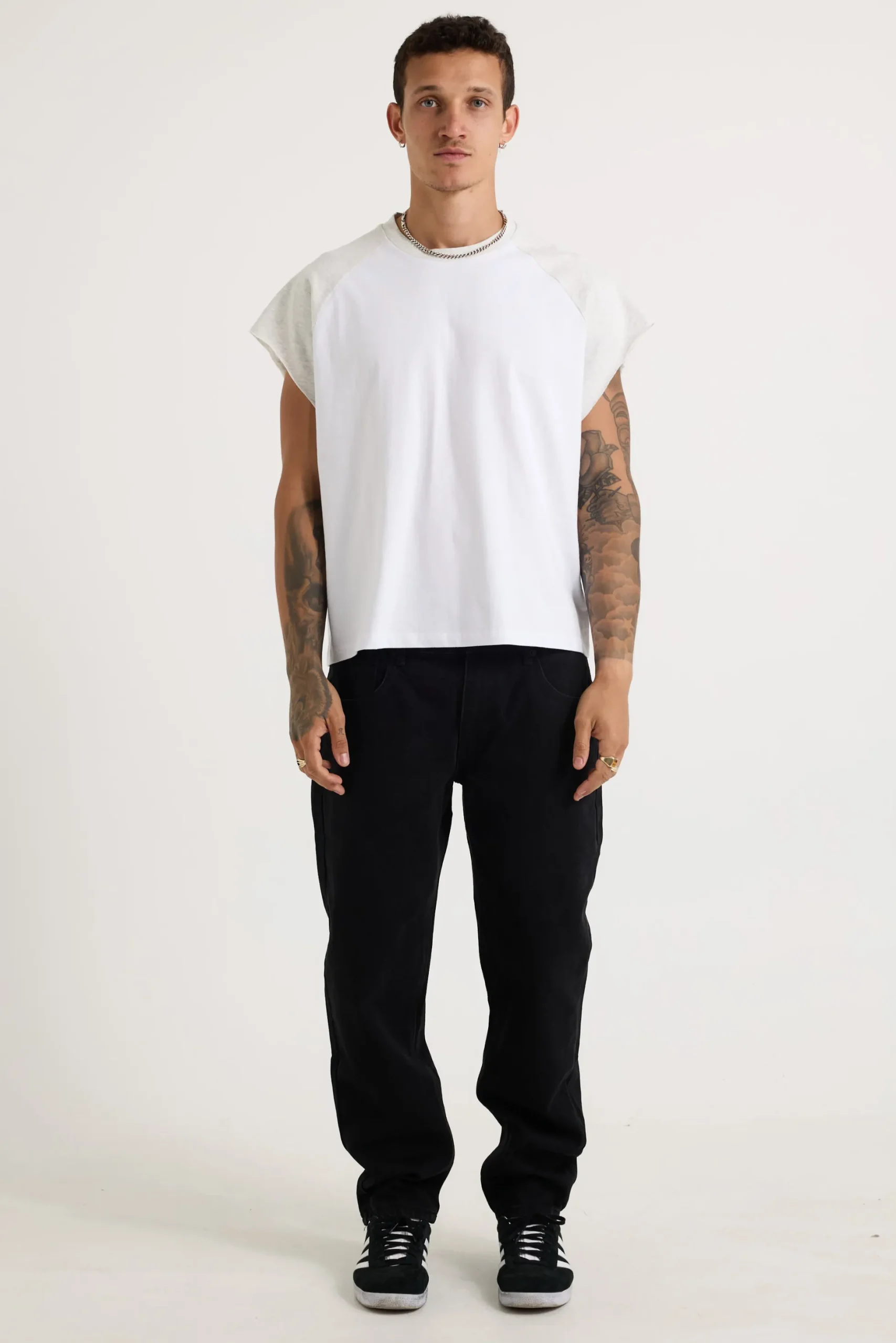 Raglan Crop Box Tank Heather Grey