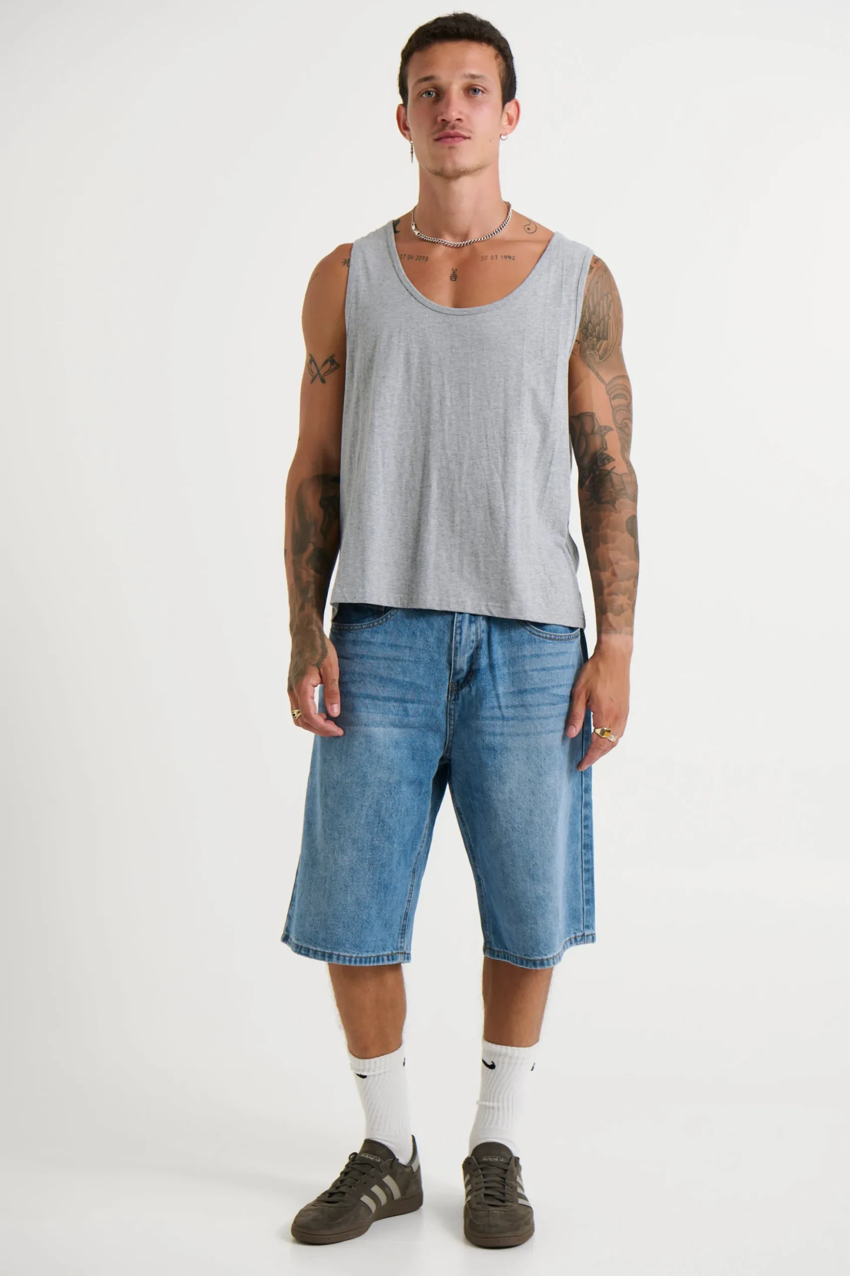 Richie Loose Crop Tank Grey