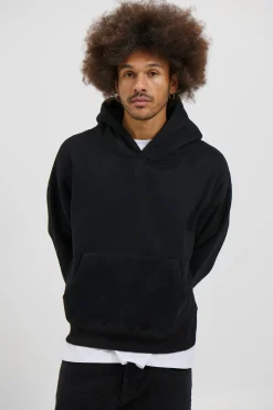 Roman Cropped Drop Hoodie Black