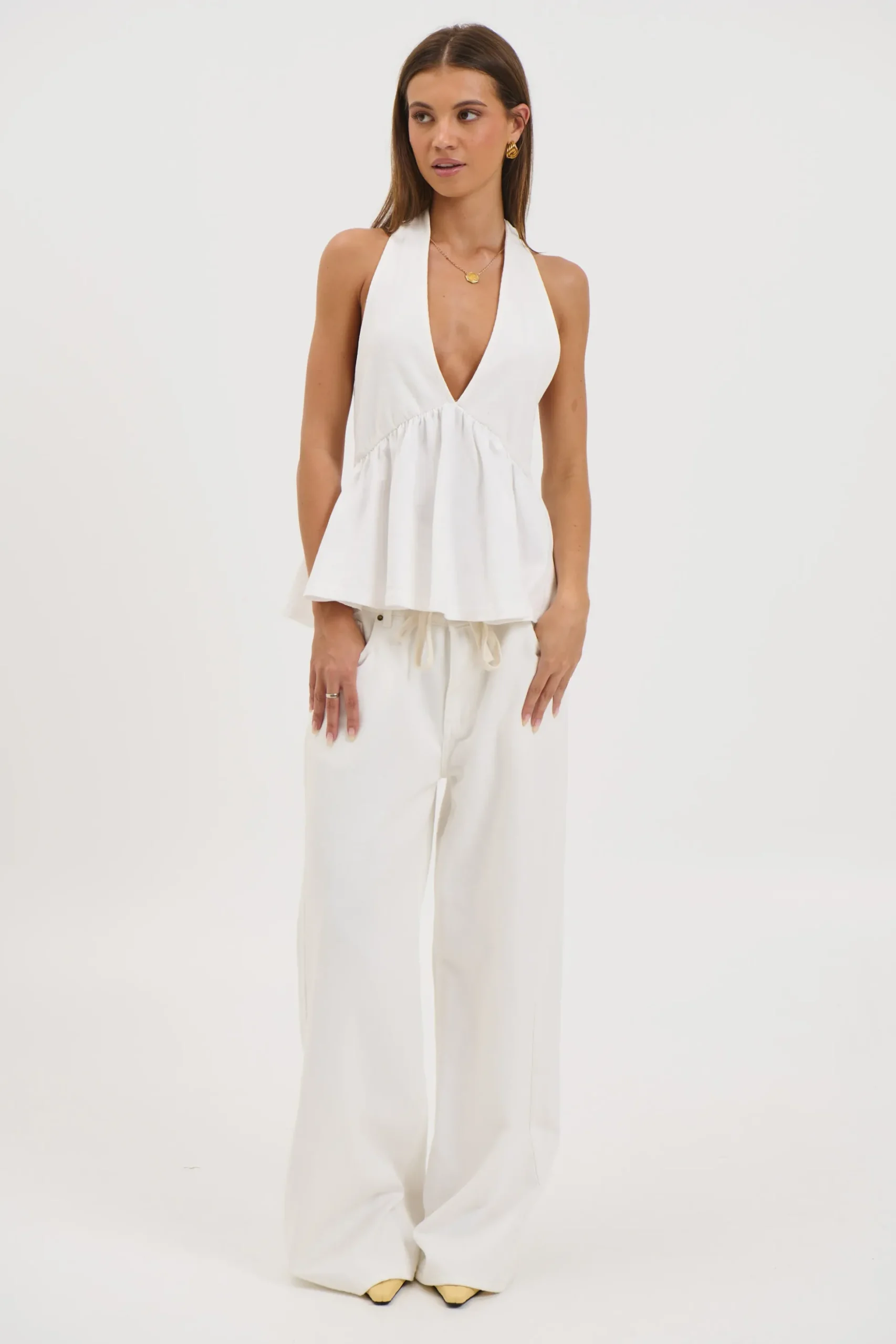 Saniya Halter Top White