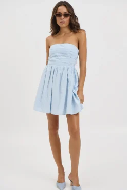Shayla Strapless Mini Dress Sky