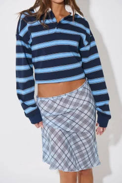 Shoreline Midi Skirt Baby Blue Plaid
