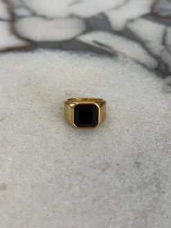 Stone Signet Ring Black/Gold